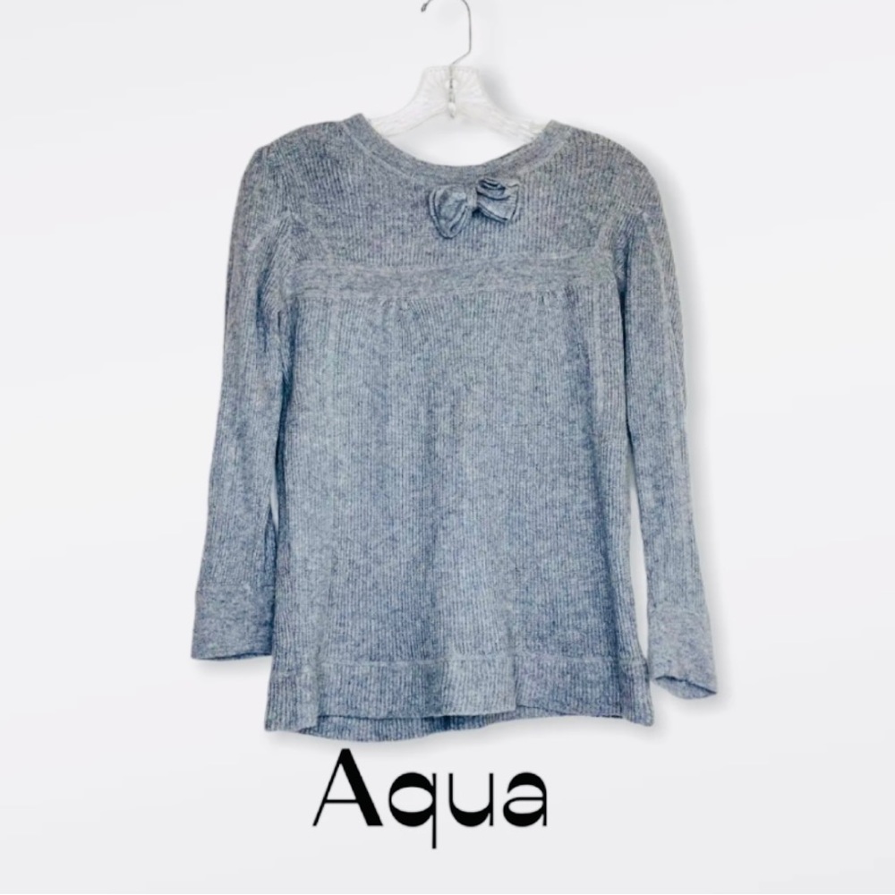 Aqua Womens Gray Cashmere Silk Blend Crewneck Sweater Soft Cozy Gray Size M - Picture 14 of 14